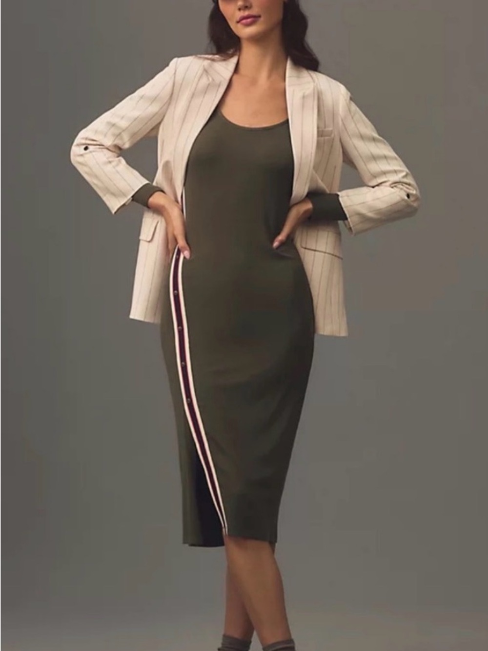 Anthropology Bordeaux Sporty Trim midi dress